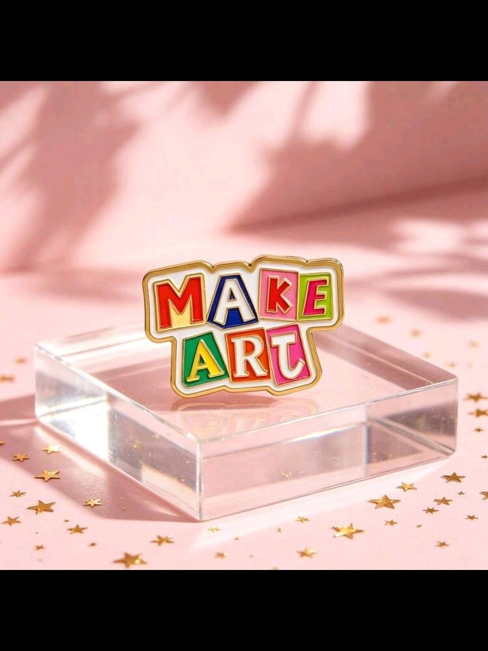 Make Art Colorful Enamel Pin - Pink Multicolor